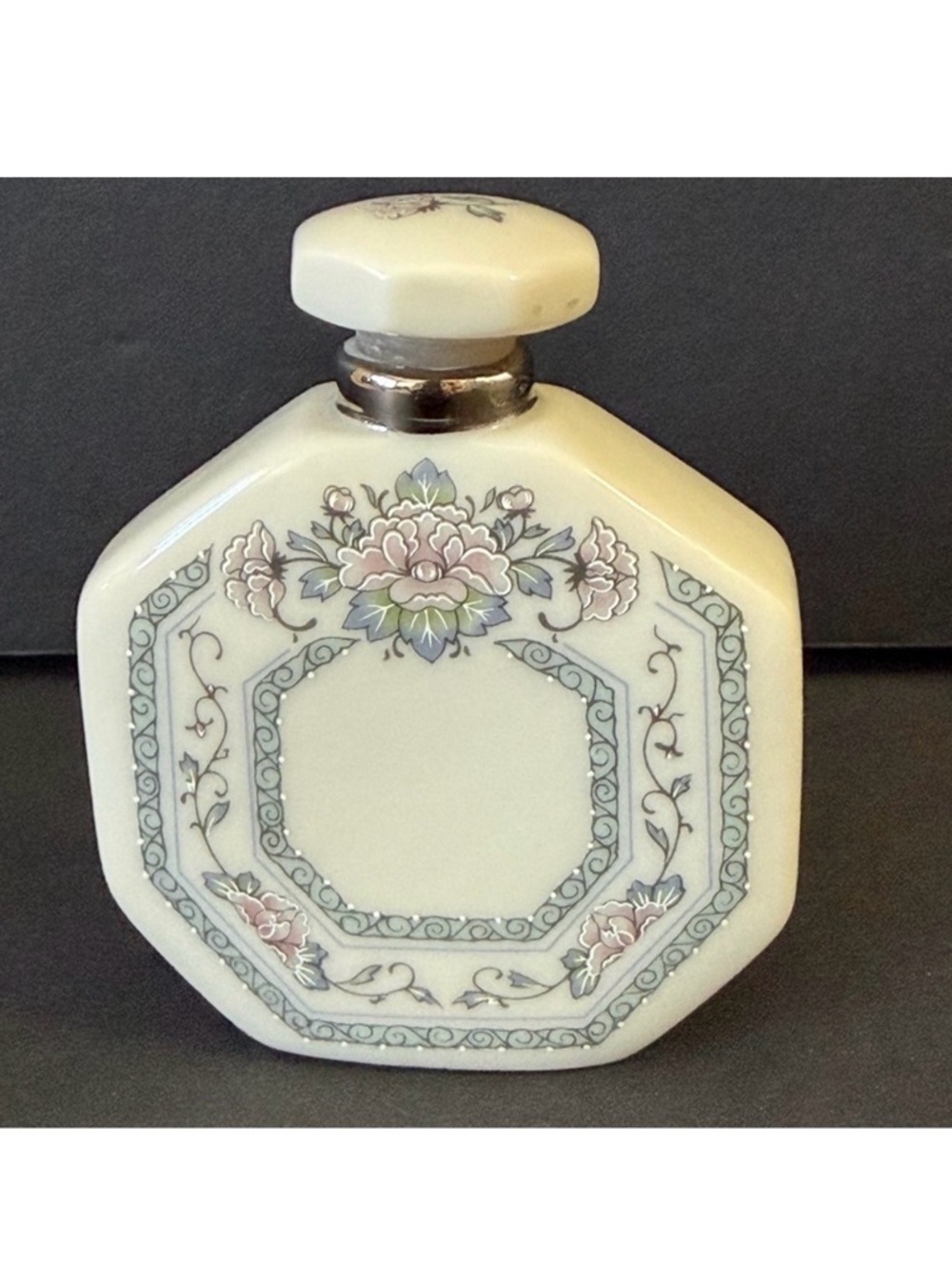 Lenox Charleston Perfume Bottle Floral Pink Blue Romantic Octagonal Delicate
